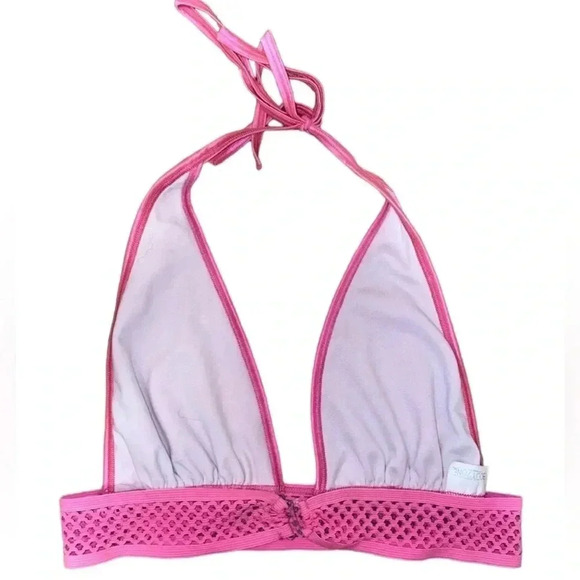 Iheartrave Pink Festival Crop Halter Top, Small Adjustable Rave Y2K Mesh - Picture 2 of 10